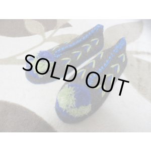 画像: 【ＳＯＬＤ　ＯＵＴ　ありがとうございました！】【ゆうパック】（ギリシャ雑貨）ギリシャ民族衣装風ボンボン付きフェルトルームシューズ（スリッパ）ブルー・黄緑