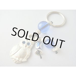 画像: 【ＳＯＬＤ　ＯＵＴ　ありがとうございました！】（ギリシャアクセサリー）知恵の象徴ふくろうとイーブルアイ（ナザールボンジュウ）のキーチェーン（キーホルダー）