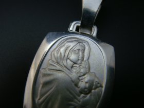 画像: （ギリシャアクセサリー）イエス・キリストを抱く聖母マリアのシルバー９２５ペンダントトップ