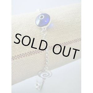 画像: 【ＳＯＬＤ　ＯＵＴ　ありがとうございました！】【お客様の声あり♪】（ギリシャアクセサリー）イーブルアイ（ナザールボンジュウ）・渦巻き模様シルバー９２５ブレスレット（紺色）