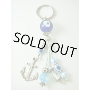 画像: 【ＳＯＬＤ　ＯＵＴ　ありがとうございました！】≪＼今年もよろしく半額セール／≫（ギリシャアクセサリー）イーブルアイ（ナザールボンジュウ）とアンカー（いかり）・メアンドロス模様キーチェーン（キーホルダー）【定価２２００円】