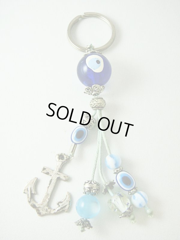 画像1: 【ＳＯＬＤ　ＯＵＴ　ありがとうございました！】≪＼今年もよろしく半額セール／≫（ギリシャアクセサリー）イーブルアイ（ナザールボンジュウ）とアンカー（いかり）・メアンドロス模様キーチェーン（キーホルダー）【定価２２００円】