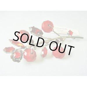 画像: 【ＳＯＬＤ　ＯＵＴ　ありがとうございました！】（ギリシャアクセサリー）スワロフスキークリスタルビーズ・赤いフラワーとリーフのブローチ