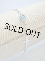 画像: 【ＳＯＬＤ　ＯＵＴ　ありがとうございました！】（ギリシャアクセサリー）イーブルアイ（ナザールボンジュウ）・クロスシルバー９２５ブレスレット（クリアブルー）