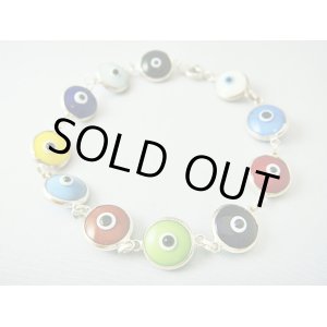 画像: 【ＳＯＬＤ　ＯＵＴ　ありがとうございました！】【アウトレット　色のくすみ有】（ギリシャアクセサリー）イーブルアイ（ナザールボンジュウ）シルバー９２５カラフルブレスレット【ハート付き♪】【定価３８００円】