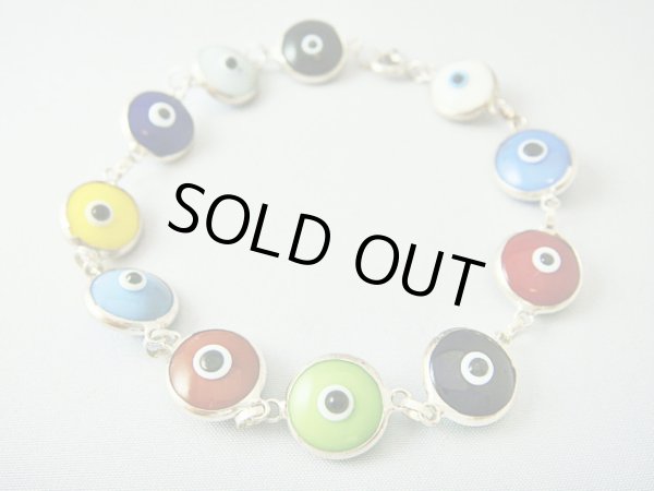 画像1: 【ＳＯＬＤ　ＯＵＴ　ありがとうございました！】【アウトレット　色のくすみ有】（ギリシャアクセサリー）イーブルアイ（ナザールボンジュウ）シルバー９２５カラフルブレスレット【ハート付き♪】【定価３８００円】