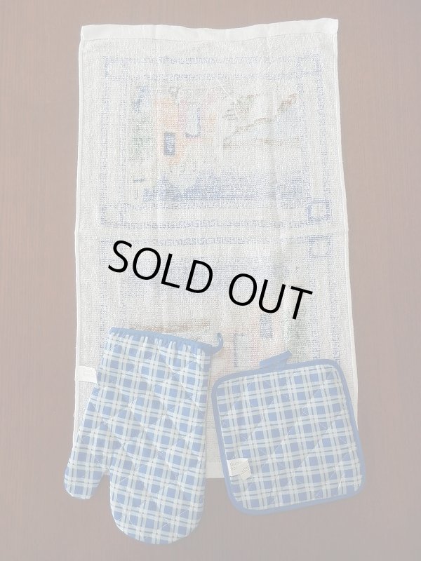 画像4: 【ＳＯＬＤ　ＯＵＴ　ありがとうございました！】【お客様の声あり♪】【メアンドロス模様】（ギリシャ雑貨）サントリーニ島キッチン３点セット（ミトン・鍋つかみ・タオル）Greece