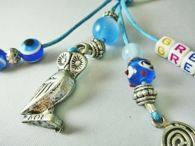 画像: 【ＳＯＬＤ　ＯＵＴ　ありがとうございました！】【お客様の声あり♪】【ギリシャ神話】（ギリシャアクセサリー）イーブルアイ（ナザールボンジュウ）・渦巻き模様・知恵の象徴ふくろうキーチェーン（キーホルダー）（Ａタイプ・Ｂタイプ）≪６周年記念価格≫