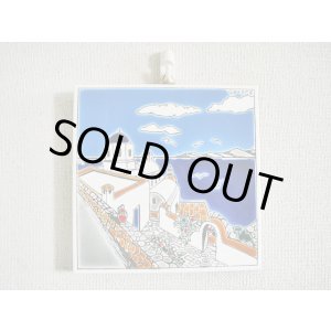 画像: 【ＳＯＬＤ　ＯＵＴ　ありがとうございました！】【ゆうパック】（ギリシャ雑貨）タイルの壁飾り（鍋敷）サントリーニ島の教会とエーゲ海の風景