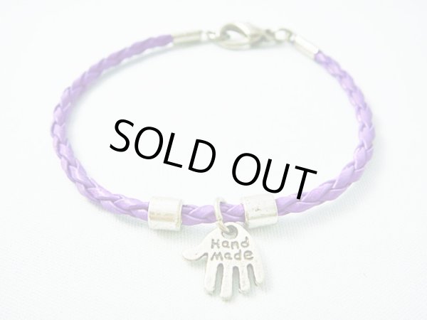 画像1: 【ＳＯＬＤ　ＯＵＴ　ありがとうございました！】【定価2400円】（イスラエル）ハムサレザーブレスレット（紫・シルバー）