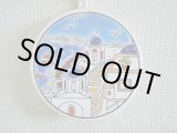 画像: 【ＳＯＬＤ　ＯＵＴ　ありがとうございました！】（ギリシャ雑貨）タイルの壁飾り（コースター）サントリーニ島の教会と港の風景