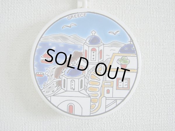 画像1: 【ＳＯＬＤ　ＯＵＴ　ありがとうございました！】（ギリシャ雑貨）タイルの壁飾り（コースター）サントリーニ島の教会と港の風景