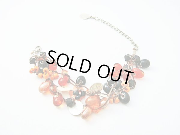 画像1: 【ＳＯＬＤ　ＯＵＴ　ありがとうございました！】【定価２８００円】（トルコ）カラフルビーズブレスレット（オレンジ・黒）