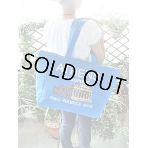 画像: 【ＳＯＬＤ　ＯＵＴ　ありがとうございました！】【お客様の声あり♪】＼＼ホワイトデー（*^_^*）半額！セール／／【ゆうパック】【ギリシャ神話】（ギリシャ雑貨）トートバッグ・スポーツシューズやＡ４ファイルも入る！メアンドロス模様・パルテノン神殿マルチバッグ（青）【たっぷり収納♪】【定価４３００円】