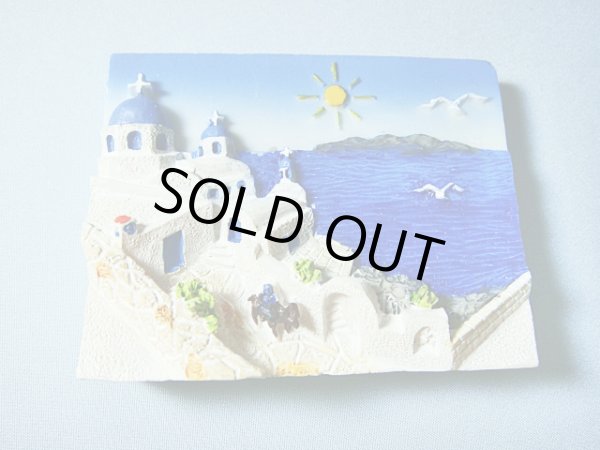 画像1: 【ＳＯＬＤ　ＯＵＴ　ありがとうございました！】【お客様の声あり♪】（ギリシャ雑貨）マグネット付き立体画・サントリーニ島【ハンドペイント♪】