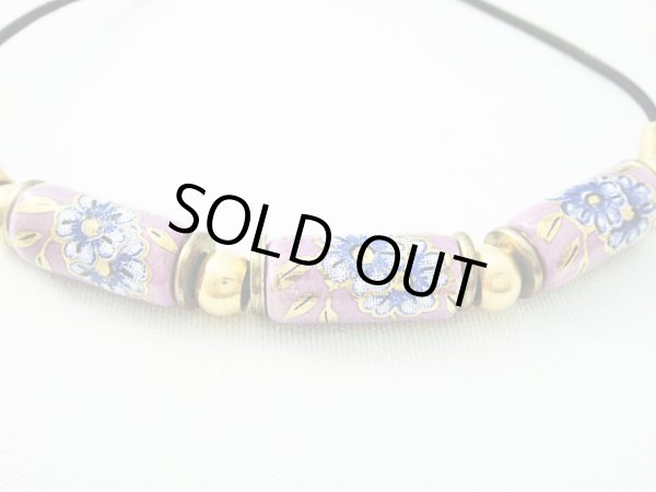 画像1: 【ＳＯＬＤ　ＯＵＴ　ありがとうございました！】【定価１５００円】（ギリシャ）ミコノスビーズ・フローラルネックレス（紫）