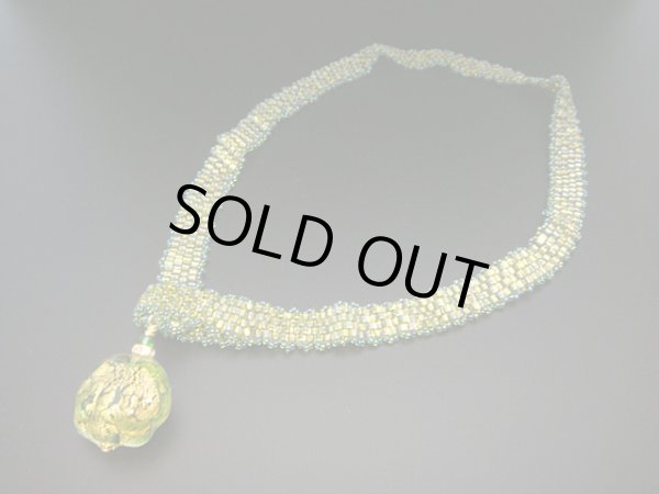 画像1: 【ＳＯＬＤ　ＯＵＴ　ありがとうございました！】（ギリシャ）ベネチアンガラスとビーズのチョーカータイプネックレス（グリーン系）