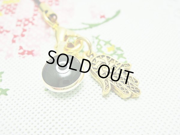 画像1: 【ＳＯＬＤ　ＯＵＴ　ありがとうございました！】【定価3000円】（イスラエル・トルコ）ハムサ・イーブルアイ携帯ストラップ（黒・ゴールド）