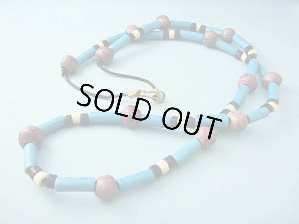 画像1: 【ＳＯＬＤ　ＯＵＴ　ありがとうございました！】【定価３９００円】（ギリシャアクセサリー）ミコノス・セラミックビーズネックレス（水色・紫）