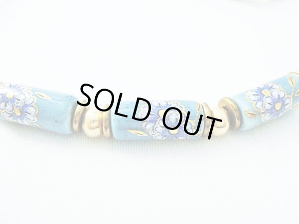 画像1: 【ＳＯＬＤ　ＯＵＴ　ありがとうございました！】【定価１５００円】（ギリシャアクセサリー）ミコノスビーズ・フローラルネックレス（青緑）