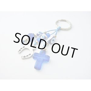 画像: 【ＳＯＬＤ　ＯＵＴ　ありがとうございました！】【楽天ランキング受賞！】（ギリシャアクセサリー）クロスと馬蹄とイーブルアイ（ナザールボンジュウ）のキーチェーン
