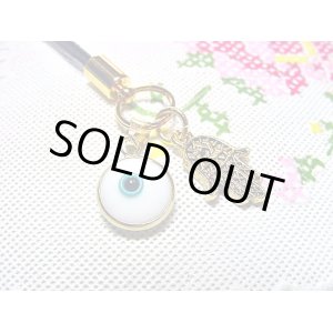 画像: 【ＳＯＬＤ　ＯＵＴ　ありがとうございました！】ハムサ・イーブルアイ携帯ストラップ（白・ゴールド）