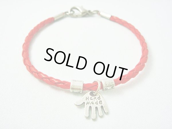 画像1: 【ＳＯＬＤ　ＯＵＴ　ありがとうございました！】【定価2400円】（イスラエル）ハムサレザーブレスレット（赤・シルバー）