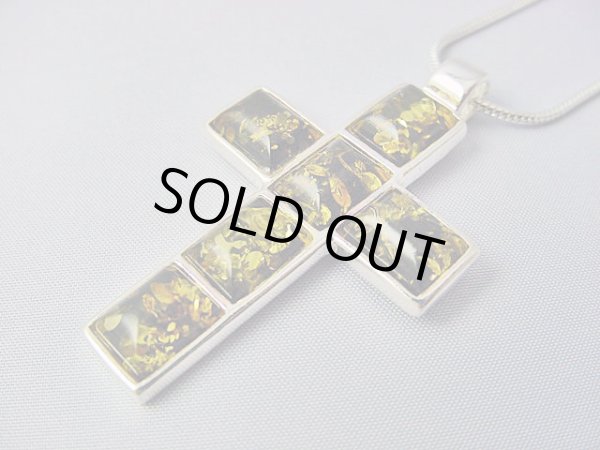 画像1: 【ＳＯＬＤ　ＯＵＴ　ありがとうございました！】（ギリシャ）ビザンチン風・琥珀のクロスペンダントトップ