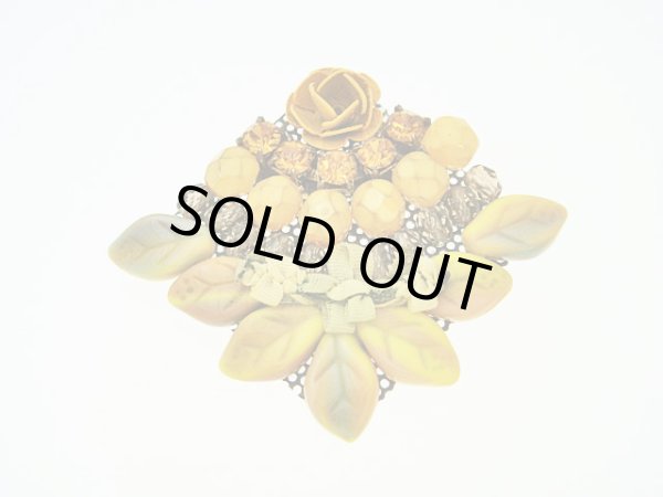 画像1: 【ＳＯＬＤ　ＯＵＴ　ありがとうございました！】（ギリシャアクセサリー）スワロフスキー・フラワーブローチ（黄）