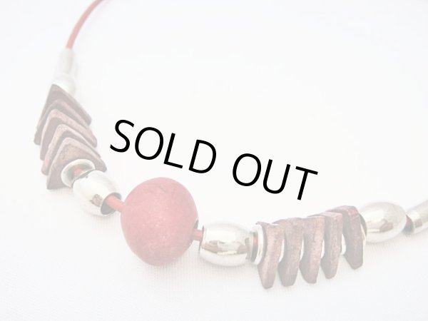 画像1: 【ＳＯＬＤ　ＯＵＴ　ありがとうございました！】【半額セール！】（ギリシャアクセサリー）ミコノス・セラミックビーズネックレス（ワインレッド）【定価１９００円】