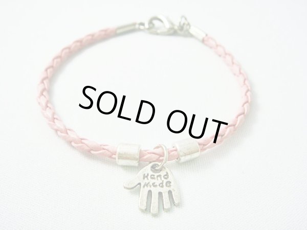 画像1: 【ＳＯＬＤ　ＯＵＴ　ありがとうございました！】【定価2400円】（イスラエル）ハムサレザーブレスレット（ピンク・シルバー）