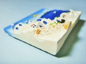 画像: 【ＳＯＬＤ　ＯＵＴ　ありがとうございました！】【お客様の声あり♪】（ギリシャ雑貨）マグネット付き立体画・サントリーニ島【ハンドペイント♪】